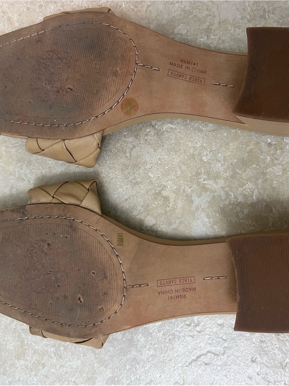 Vince Camuto Tan Braided Leather Slide Sandals 9.5 - Picture 6 of 7